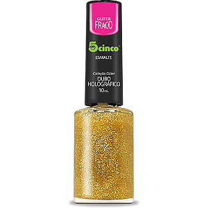ESMALTE CINCO 10ML GLITTER FRACO OURO HOLOGRAFICO