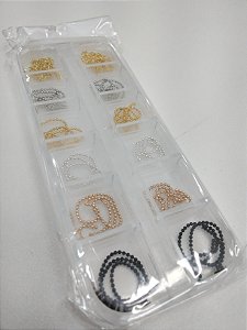 KIT DE DECORAÇÕES COM 12 UND- METAL DOURADO/ PRATA/ PRETO/ COBRE