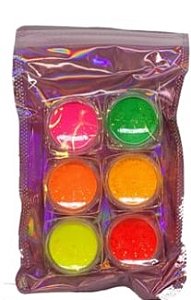KIT COM 6 PÓ NEON PARA UNHAS