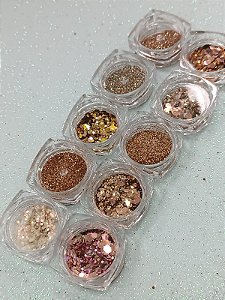 KIT 10 GLITTER COBRE VARIADO