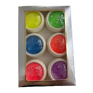 KIT 6 GLITTER NEON COM DECORAÇÃO