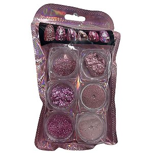 KIT COM 6 DECORAÇÕES ROSA CLARO