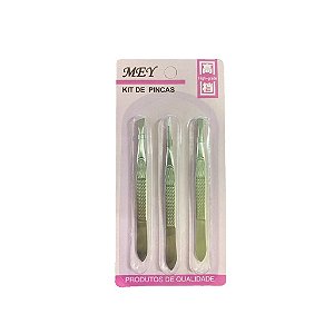 KIT 3 PINÇAS PARA SOBRANCELHAS MEY