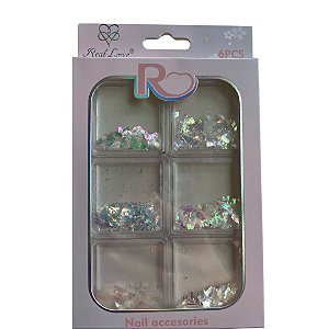 KIT COM 6 DECORAÇÕES GRANDES FLAKES REAL LOVE