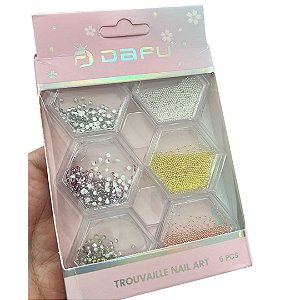 KIT COM 6 DECORAÇÕES- STRASS E CAVIAR DAFU SORTIDO