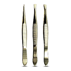 KIT 3 PINÇAS SOBRANCELHA DOURADA