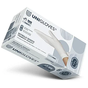 CAIXA DE LUVA SEM PÓ P WHITE NITRILICA UNIGLOVES