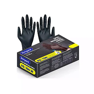 CAIXA DE LUVA NITRILICA PRETA M 100UND BOMPACK