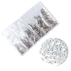 KIT DE PEDRARIA PRATA E FURTA COR- TAMANHOS VARIADOS