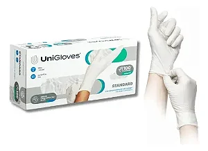 CAIXA DE LUVA WHITE LATEX M 100UND. UNIGLOVES