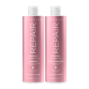 Kit Jacques Janine Hair Care Repair Shampoo 450ml Condicionador Leave-In 440ml