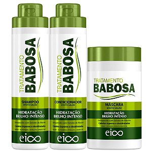 Kit Eico Babosa Shampoo 800ml Condicionador Leave-In 750ml Máscara 1kg