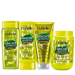 Kit Dabelle Abacate Nutritivo Shampoo 250ml Condicionador 175ml Máscara 800g Óleo em Creme 190ml