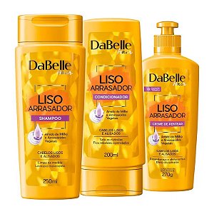 Kit Dabelle Liso Arrasador Shampoo 250ml Condicionador 175ml Creme de Pentear 270g