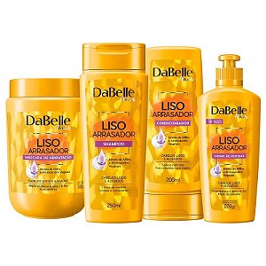 Kit Dabelle Liso Arrasador Shampoo 250ml Condicionador Máscara 800g 175ml Creme de Pentear 270g