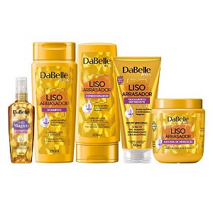 Kit Dabelle Liso Arrasador Shampoo 250ml Condicionador Máscara 800g 175ml Óleo em Creme 190ml Óleo Spray Multiprotetor 75ml