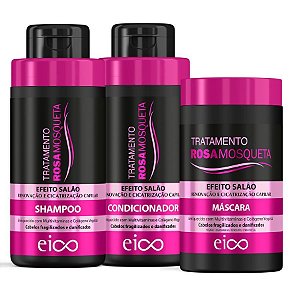 Kit Eico Tratamento Rosa Mosqueta 450ml Máscara 1kg 3 Itens
