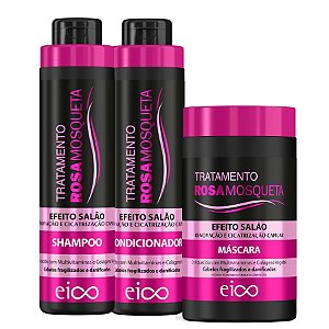 Kit Eico Tratamento Rosa Mosqueta 800ml Máscara 1kg 3 Itens