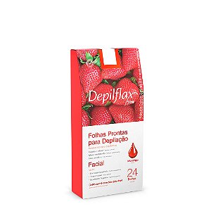 Depilflax Folhas Prontas para Depilação Facial Morango / 24 folhas