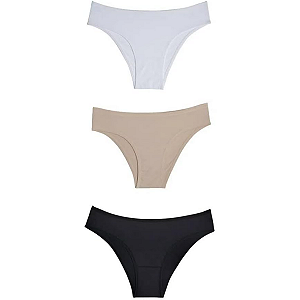 Del Rio Kit 3 Calcinhas Biquíni Cotton Mousse Branco Preto Tamanho M