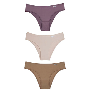 Del Rio Kit 3 Calcinhas Biquíni Cotton Lateral Médio Tamanho M