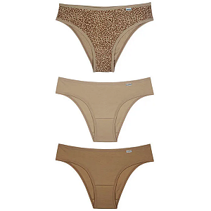 Del Rio Kit 3 Calcinhas Estampa Onça Mousse Capuccino Tamanho GG
