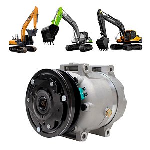 Compressor de Ar Condicionado Harrison 24 Volts Maquina Escavadeira Hyundai