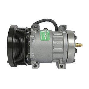 Compressor de Ar Condicionado SANDEN AA7H15AA 4769 Parafuso Passante Descarga e Sucção Traseira Máquina Trator Caterpillar D4E