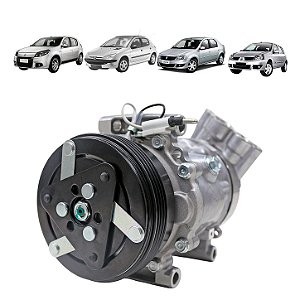 Compressor de Ar Condicionado Modelo Sanden 6V12 Peugeot 206 1.0 , Renault Clio, Sandero, Logan 1.0