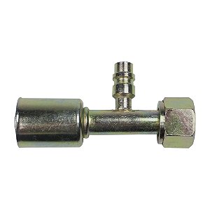 Conexão O'ring Reta Fêmea 10mm Aço c Válvula serviço R134a