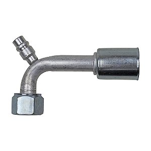 Conexão O'ring 90º Fêmea 10mm Aluminio c Válvula R134a
