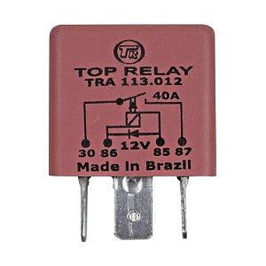 Relé Auxiliar 40A 12V 4 Terminais cDiodo Proteção da Bobina