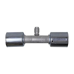 Emenda 12mm Aluminio c Válvula de Serviço R12 c Clip