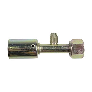 Conexão O'ring Reta Fêmea 08mm Aço c Válvula de Serviço R12