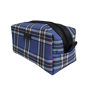 Necessaire Masculina Xadrez Azul com Preto e Branco