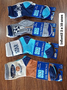 12 Pares de meia Soquetes infantis Masculinas