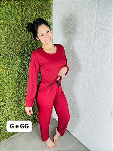 Pijama de Frio Manga Longa Suede canelado
