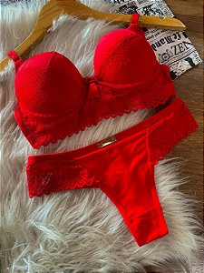 Conjunto clássico lingerie com bojo calcinha fio duplo P(40), M (42), G(44)