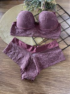Conjunto clássico lingerie com bojo calcinha Caleçon P,M,G,GG