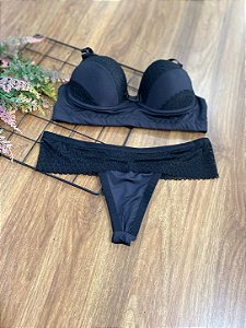Conjunto clássico lingerie Calcinha Fio Com Renda