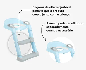 Assento Redutor Lea Cinza Com Escada Dobrável Kikkaboo
