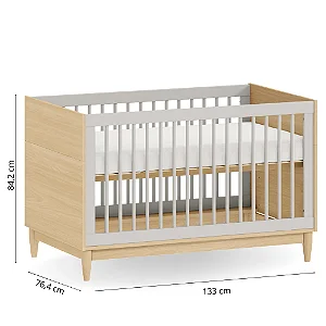 Berço 2 em 1 Tomi Quater-Cinza/Carvalho Malva