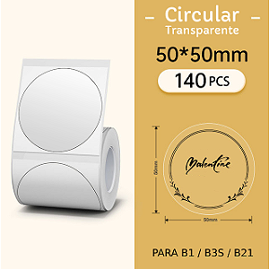 Rolo de etiquetas Circular 50x50mm Transparente (150un)