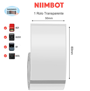 Rolo Etiqueta Transparente Niimbot B1/B21/B3S 80x50mm (95un)
