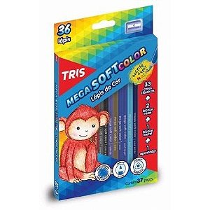 Lapis de Cor 36 Cores + Apontador Tris Soft Color