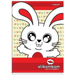 Caderno Alibombom Brochurão Capa Dura Vermelho com pautas numeradas 123x 60 fls
