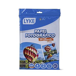 Papel fotografico brilhante - A4 - 180g lyke 50 unidades