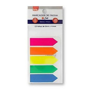 Bloco Adesivo Marca Página 45x12mm 5 Cores Seta 125 Folhas BRW