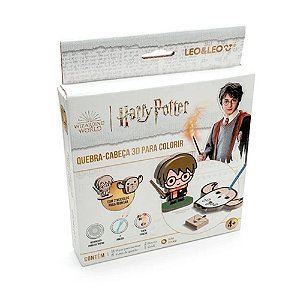 Quebra-Cabeça 3D p/ Colorir Harry Potter Guache Pincel Godê