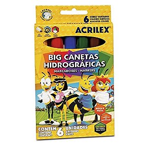 Big Caneta Hidrográfica Caixa com 6 Cores - Acrilex